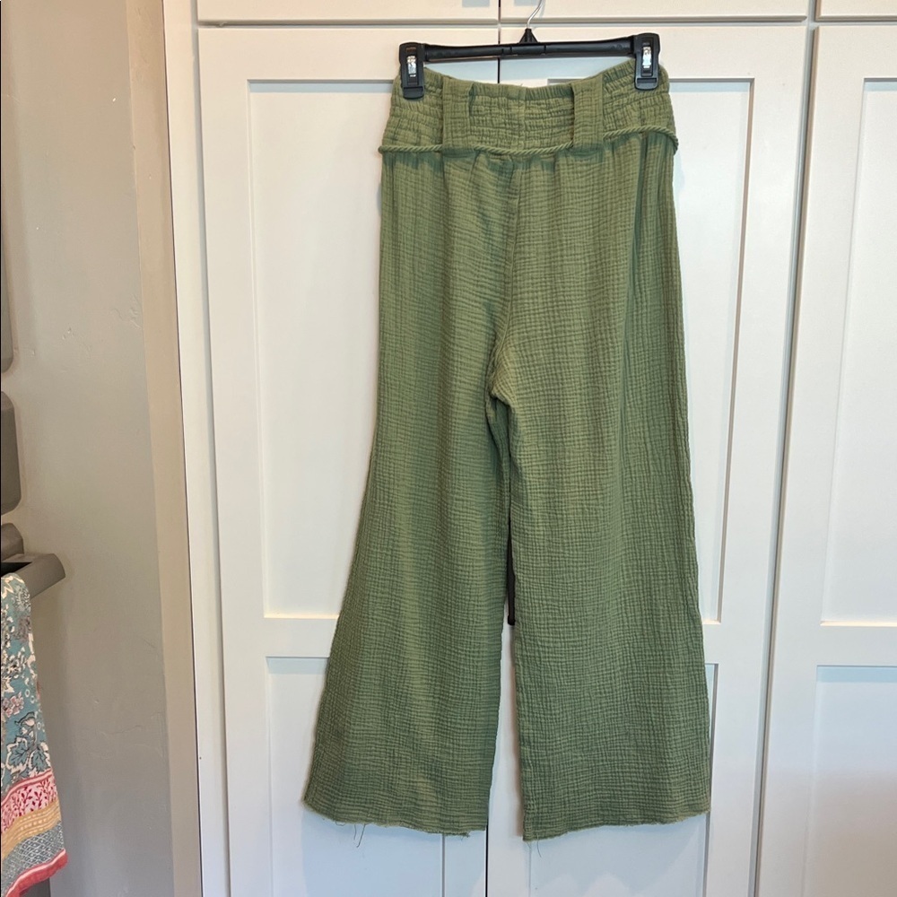 Green Wide-Leg Pants M - Picture 4 of 5